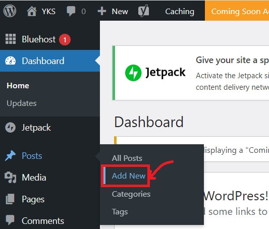 Bluehost Add New Post
