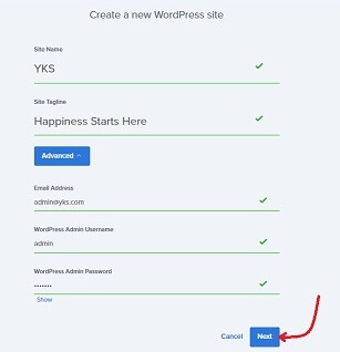Bluehost Create A New WordPress Site