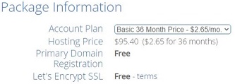 Bluehost Package Information