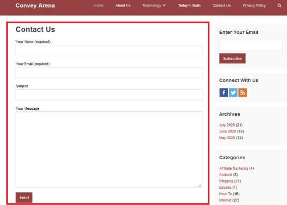 Contact Form 7 Contact Us Page