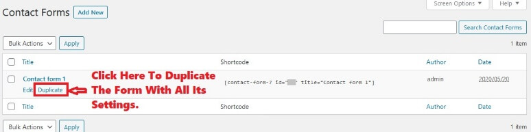 Contact Form 7 Duplicate Form