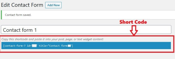 Contact Form 7 Short Code