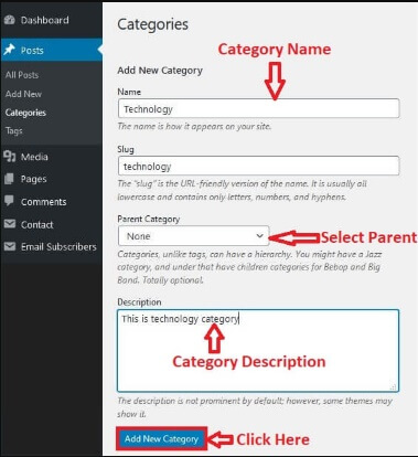 Creating A Category From Dashboard