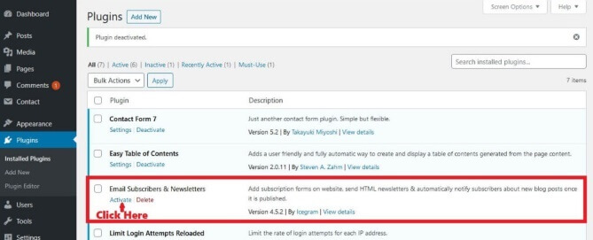 Email Subscribers And Newsletters Activated Successfully