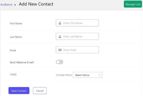 Email Subscribers And Newsletters Add New Contact
