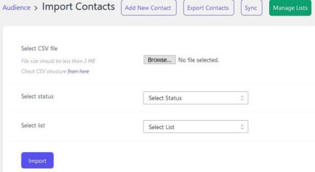 Email Subscribers And Newsletters Import Contacts