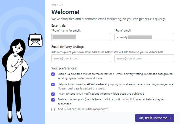 Email Subscribers And Newsletters Set Up Step 1