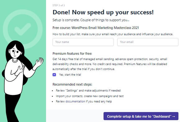Email Subscribers And Newsletters Set Up Step 3