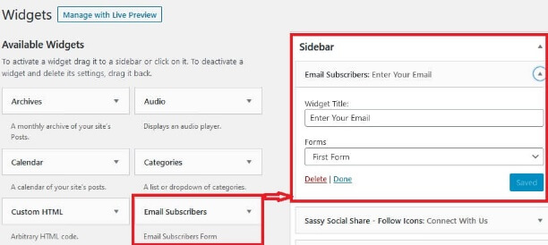 Email Subscribers And Newsletters Widget