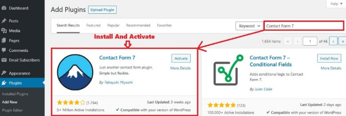 Method 2 Install And Activate Contact Form 7