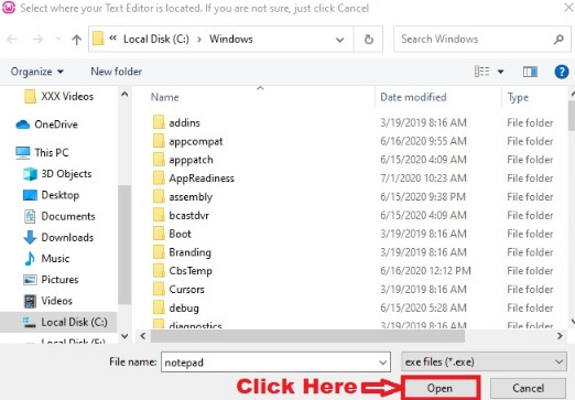 WampServer Choose Notepad