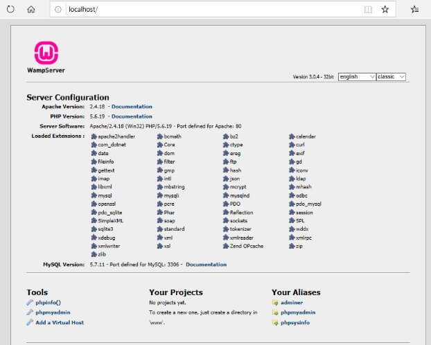 WampServer Localhost