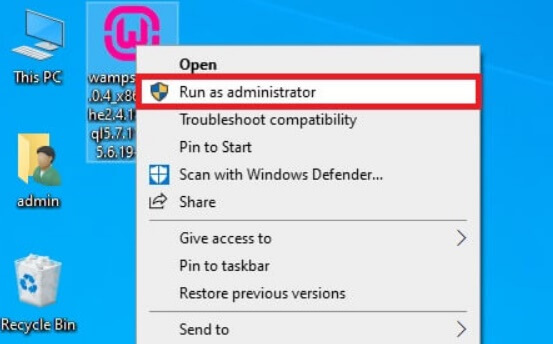 WampServer Set Up Run As Administrator
