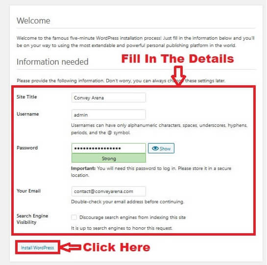 WordPress Fill In The Details