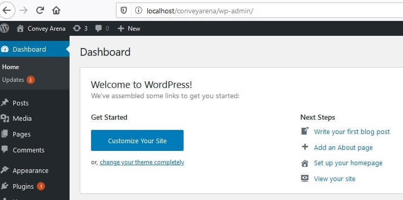 WordPress Localhost Dashboard