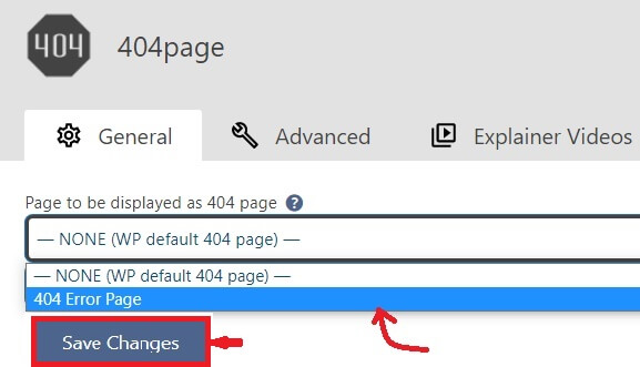 404 Page Dropdown