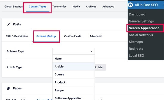 AIOSEO Setting Schema Type
