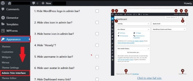 Admin Trim Interface