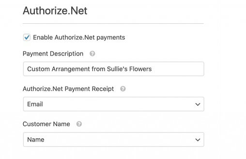 Authorize.net Payment Description