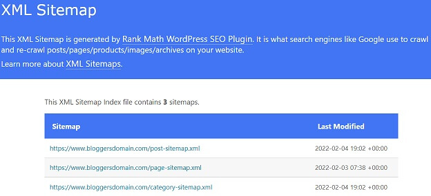 BloggersDomain Rank Math Sitemap