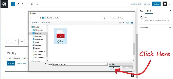 Browse To The File And Click On Open