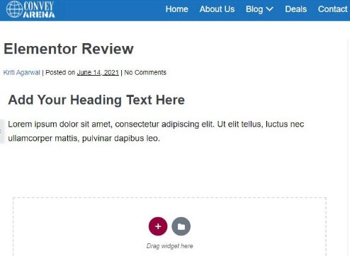 Elementor Heading And Text Editor