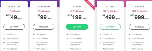 Elementor Pro Pricing