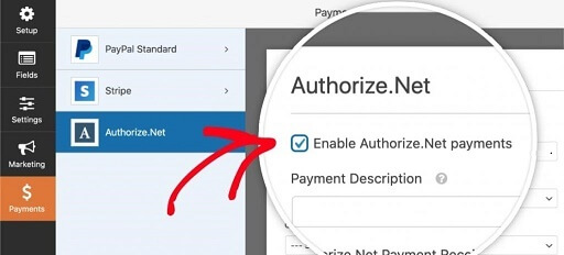 Enable Authorize.net Payments