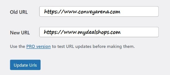Enter Old And New Url