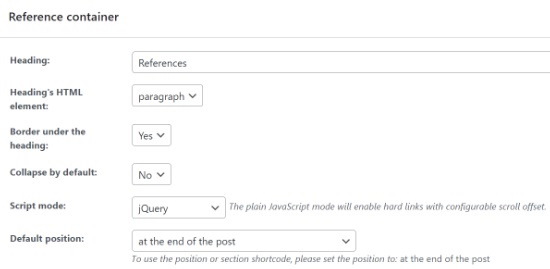Footnotes Plugin Reference Container