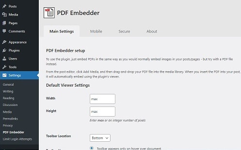 PDF Embedder Dashboard