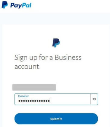 PayPa Sign Up Enter Password