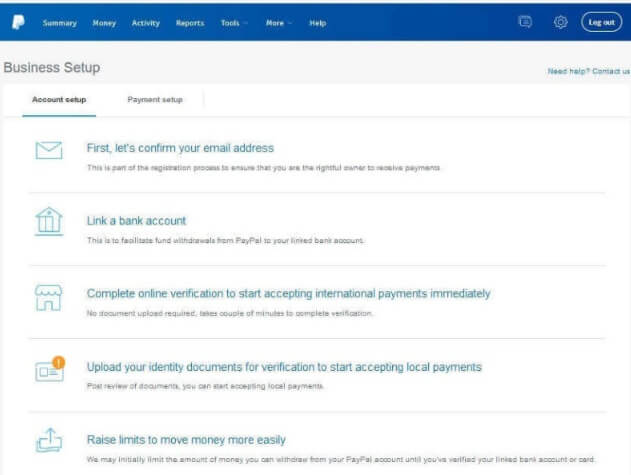 PayPal Business Account Set Up 1
