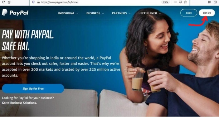 PayPal India Homepage