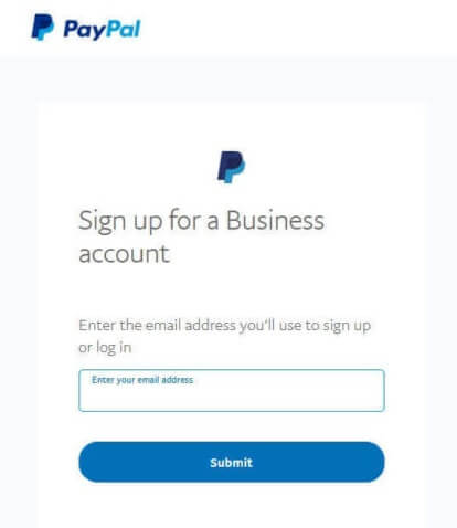 PayPal Sign Up Enter Email Id