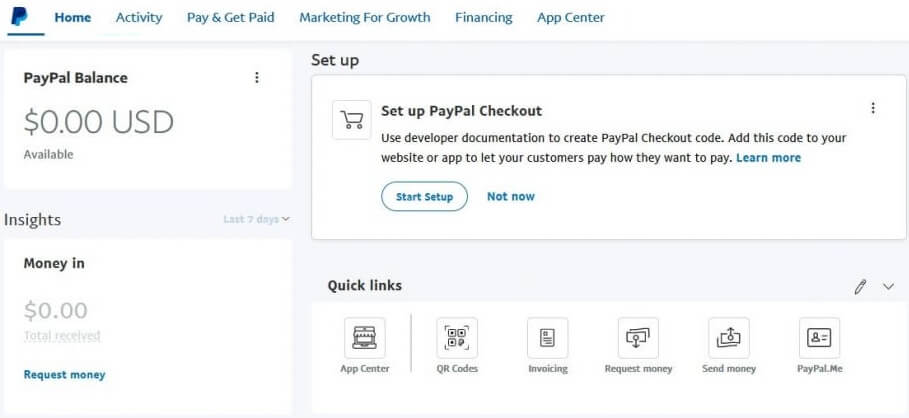PayPal US Dashboard