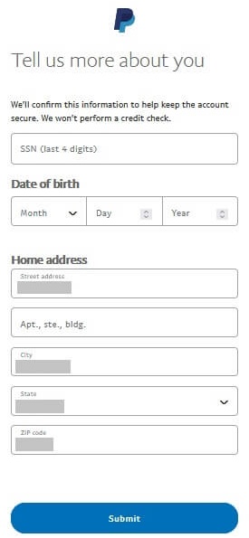 PayPal US Personal Info