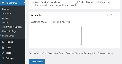 Q2W3 Fixed Widget Custom Id Settings