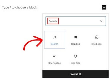 Select WPSearch Block For Pages