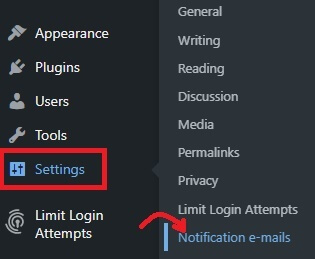 Settings Notification Emails