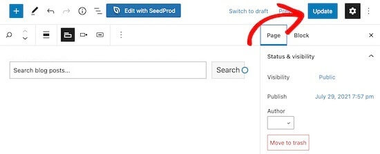 Update Live WPSearch On Page
