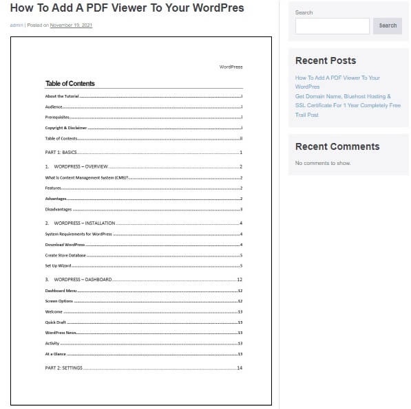 View PDF File In Live Website