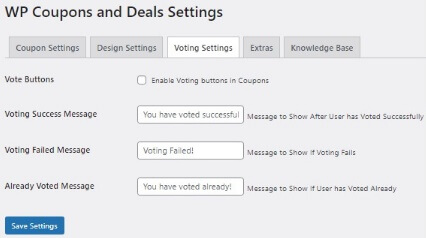 WP Coupon Voting Settings