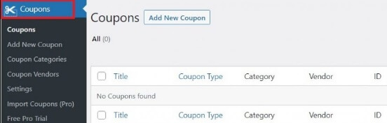 WP Coupons Tab