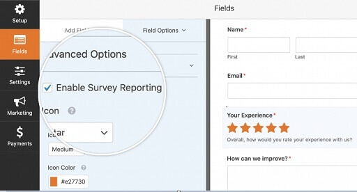 WP Forms Enable Survey Reporting Fields