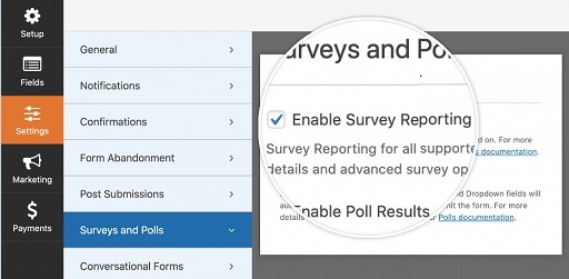 WP Forms Enable Survey Reporting