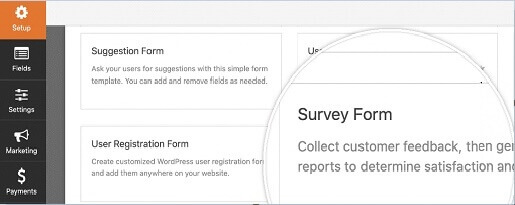 WP Forms Select Survey Form