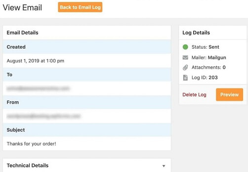 WP Mail SMTP View A Particular Email Details