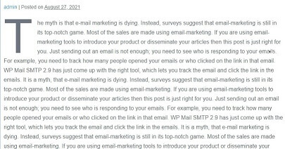 WordPress Editor Drop Cap Post Published