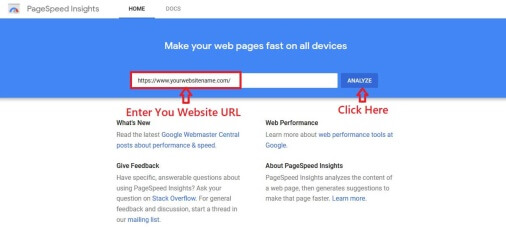Check Speed On PageSpeed Insights